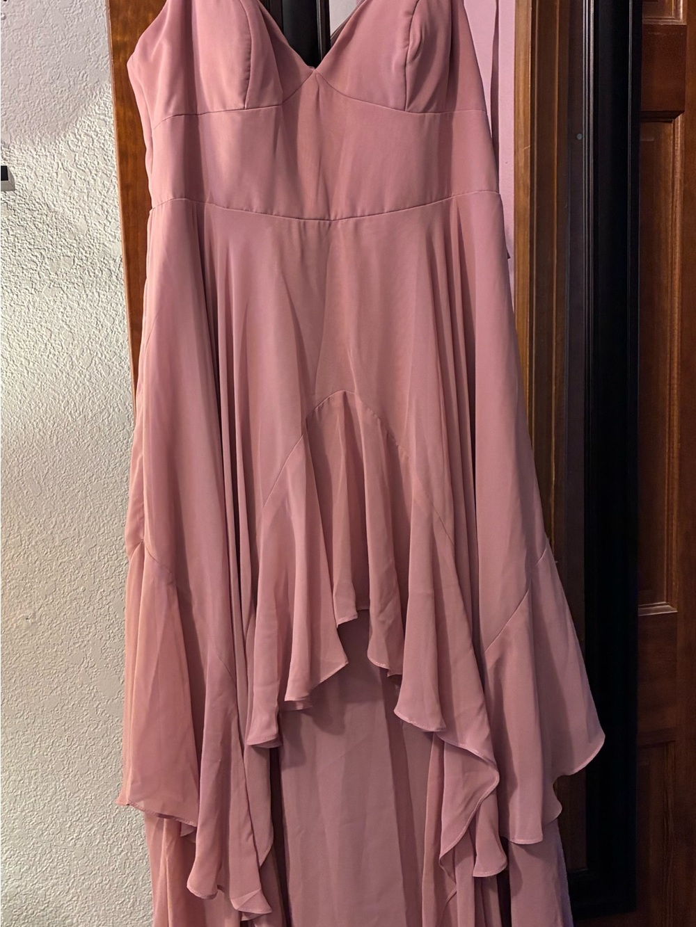 Azazie Dusty Rose High-Low Ruffled Dress - Picture 4 of 7